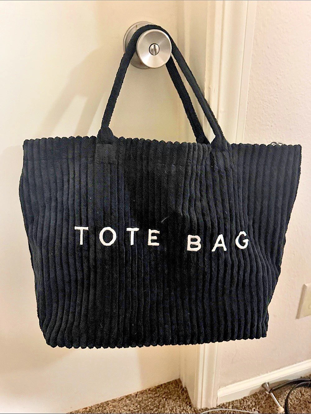 Corduroy Tote Bag in Black